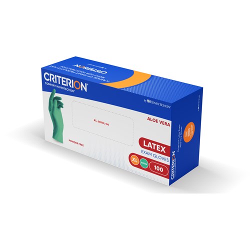 HS-9002875XL - HS Criterion Aloe Gloves Latex Powder Free Green X-LARGE x 100